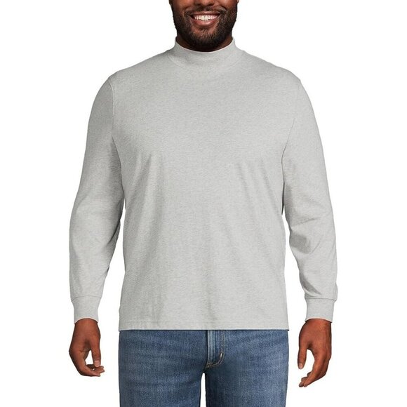 NEW Lands' End Men's XL Super-T Mockneck Long Sleeve Gray Heather - Picture 1 of 10